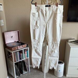 Express White Distressed Jeans